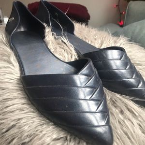 Melissa Petal Pointed Jelly d'Orsay Flat, Navy